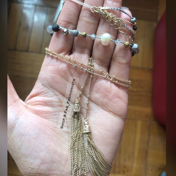 Gemstone Semi precious tiered necklace gold - Picture 9 of 9